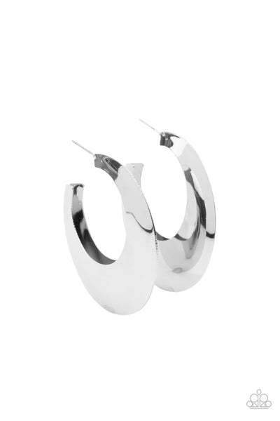 Paparazzi - Going OVAL-board - Silver Hoops