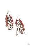 Paparazzi - Untamable - Red Leather Earring