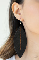 Paparazzi - Naturally Beautiful - Black Leather Earring