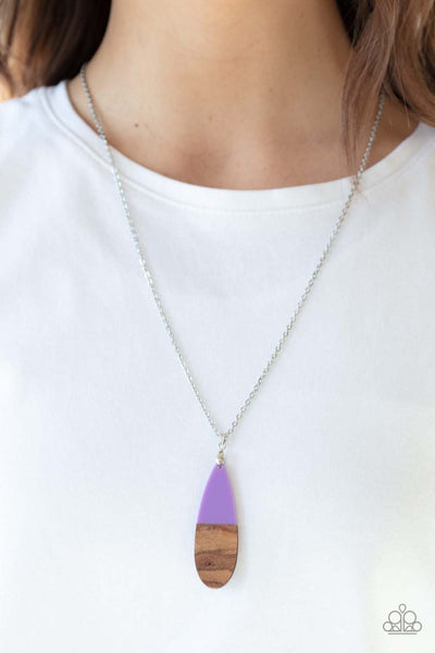 Paparazzi - Going Overboard - Purple Wood Necklace